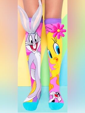 Jioiwa 3D Plush Ears Bugs Bunny Knee High Socks Mismatched Novelty Kid/Adult